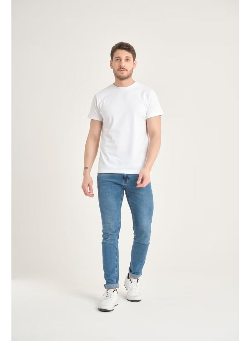 Four Man Men's Cotton Standard Cut Solid Color Basic T-Shirt with Non-Wrinkle Fabric Feature - Image 3